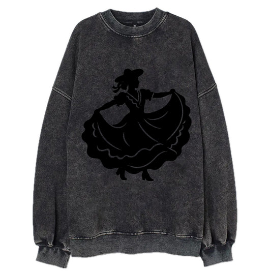 Mexican folk dancer twirling skirt - Vintage Sweatshirt - Black