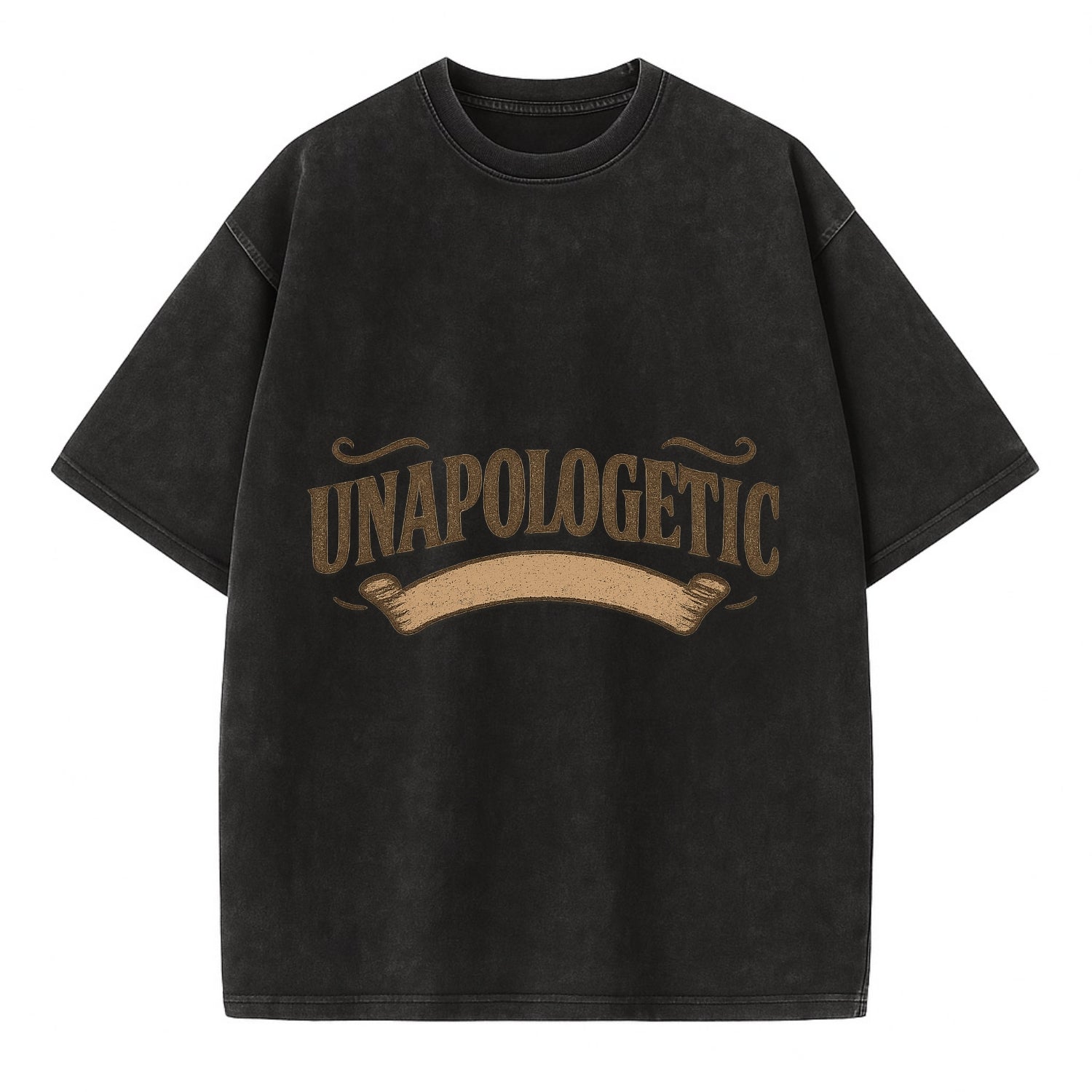 Bold typography design - "UNAPOLOGETIC" - no regrets, owning it - Vintage T-shirt - Black