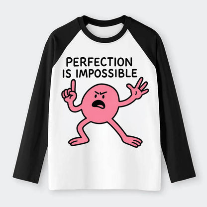 PERFECTION IS IMPOSSIBLE | Asymmetrical circle - Raglan Long Sleeve T-Shirt - Black