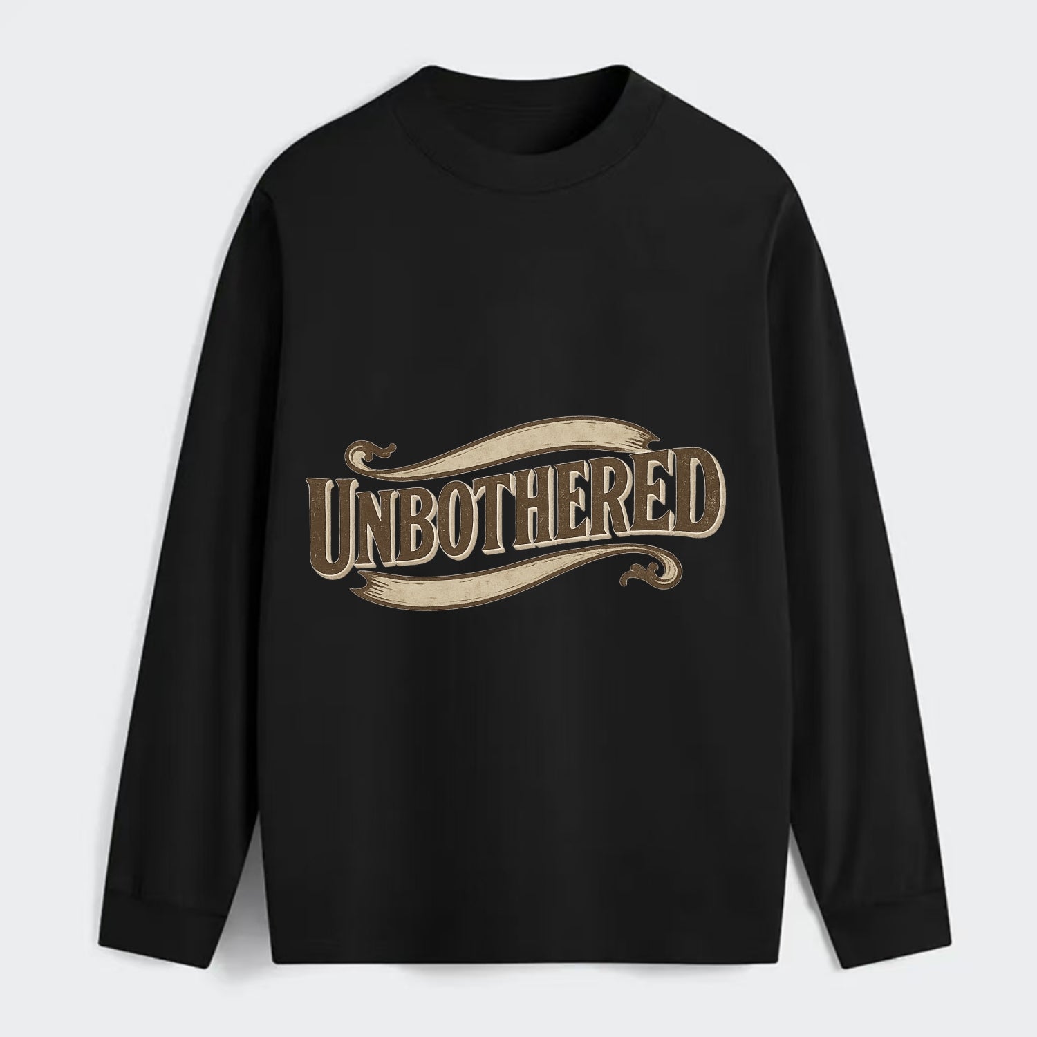 Bold typography design - "UNBOTHERED" - not affected, staying calm - Classic Long Sleeve Shirt - Black