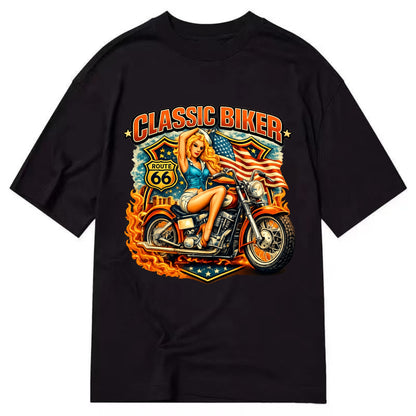 Classic Pinup Biker - Classic T-shirt - Black