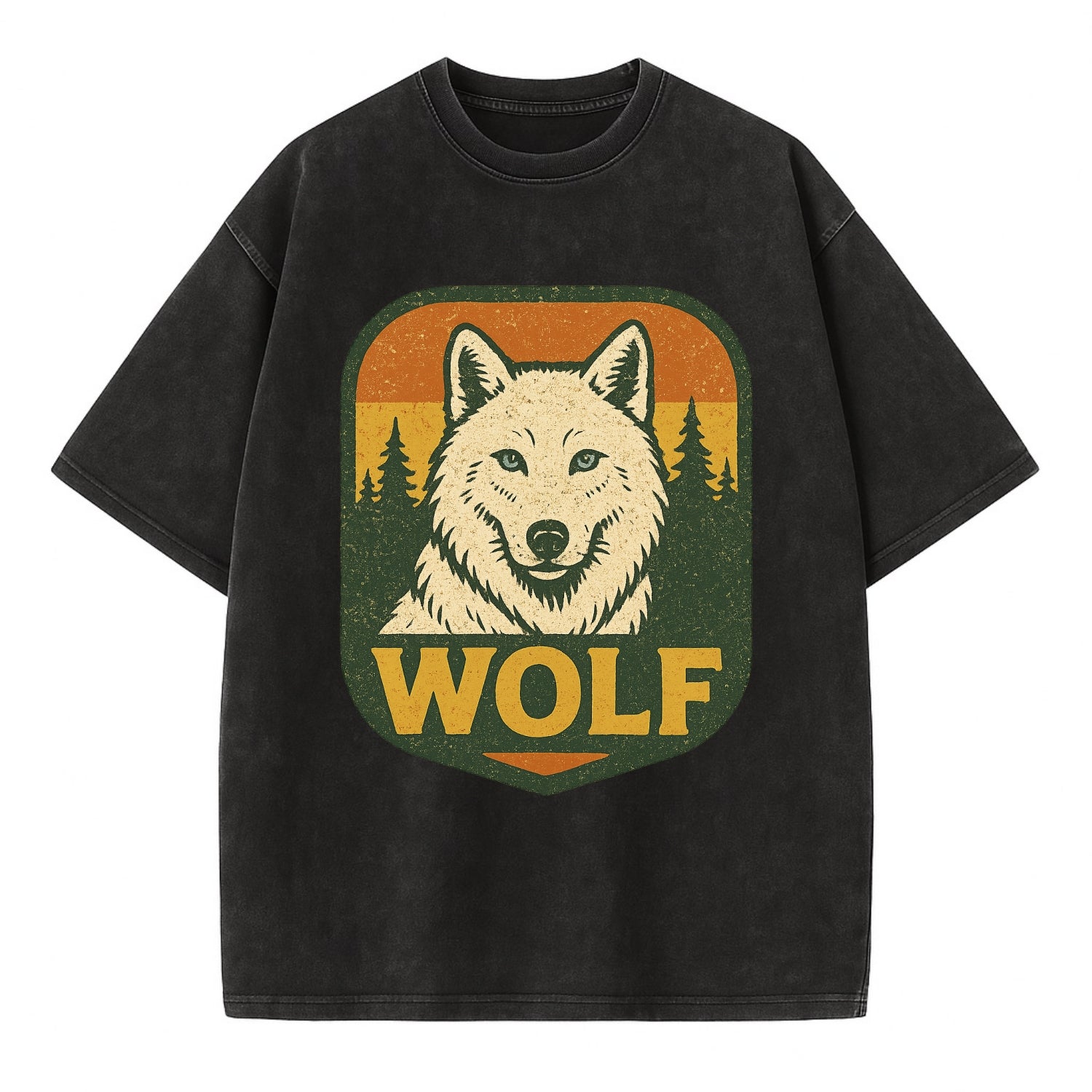 Arctic White Wolf  - Vintage T-shirt - Black