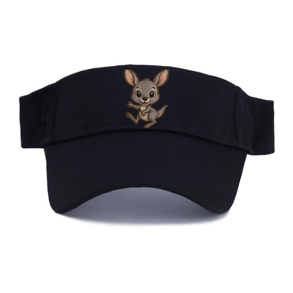 Baby Kangaroo Joey - gray fur, large ears, in pouch peek, bright eyes, front-facing, - Visor - Black