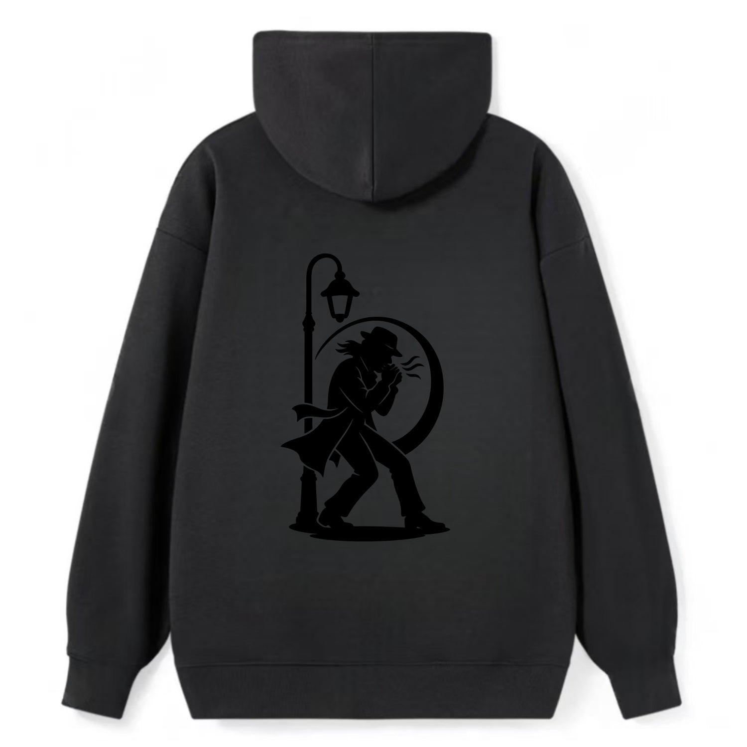 Blues harmonica player under streetlight - Classic Pullover Hoodie - Black