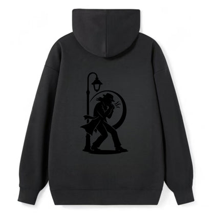 Blues harmonica player under streetlight - Classic Pullover Hoodie - Black