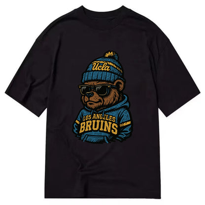 Los Angeles Bruin wearing UCLA beanie with script patch - Classic T-shirt - Black