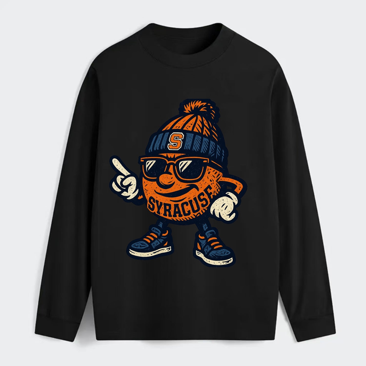 Syracuse Orange wearing Syracuse beanie with S patch - Classic Long Sleeve Shirt - Black
