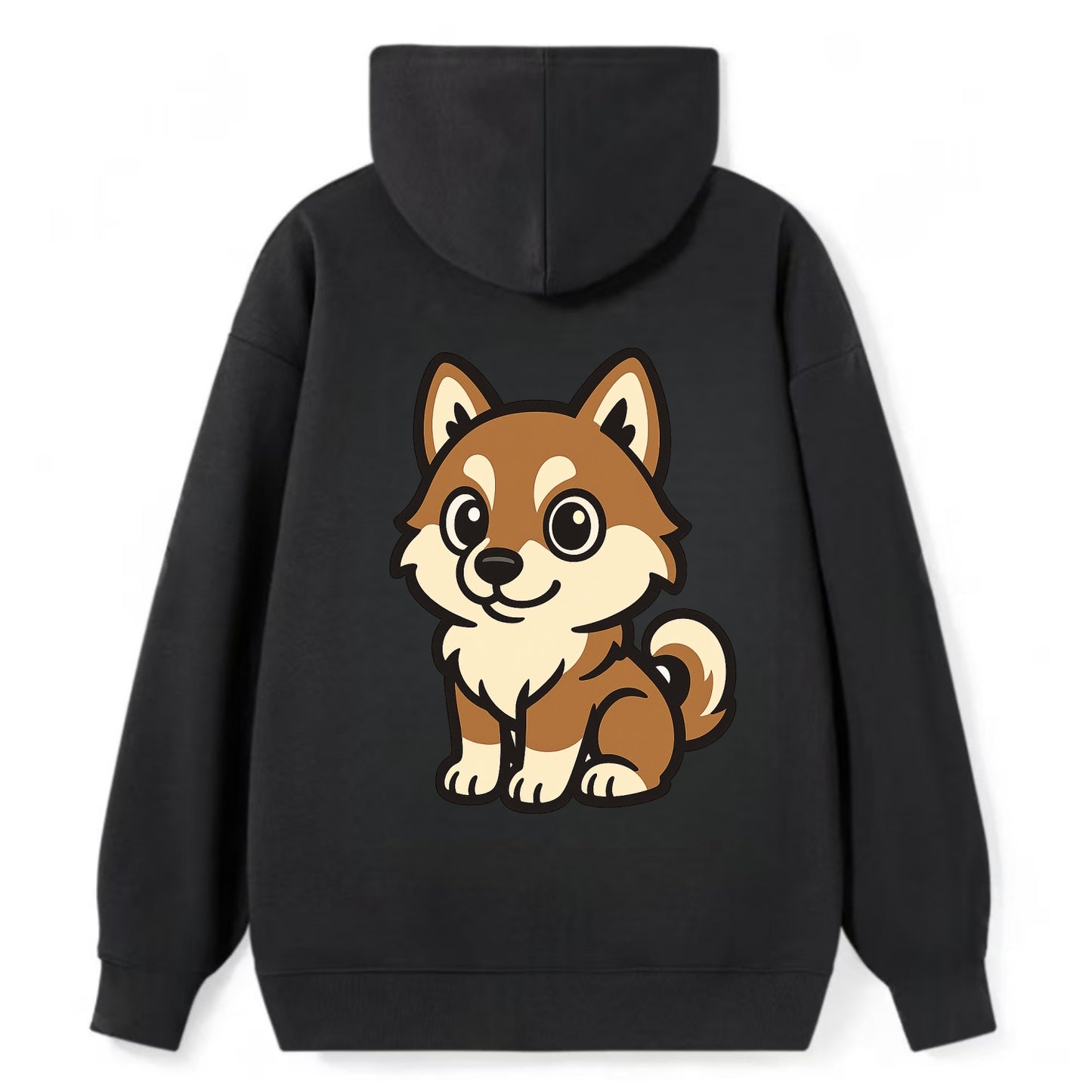 Pomsky - Pomeranian-Husky mix sitting pose - Classic Pullover Hoodie - Black