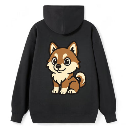 Pomsky - Pomeranian-Husky mix sitting pose - Classic Pullover Hoodie - Black