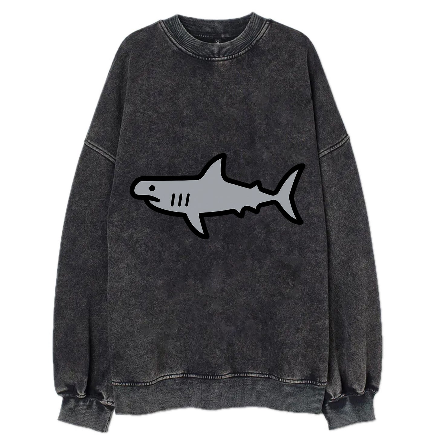 Hammerhead Shark - Gray distinctive head flat side profile - Vintage Sweatshirt - Black