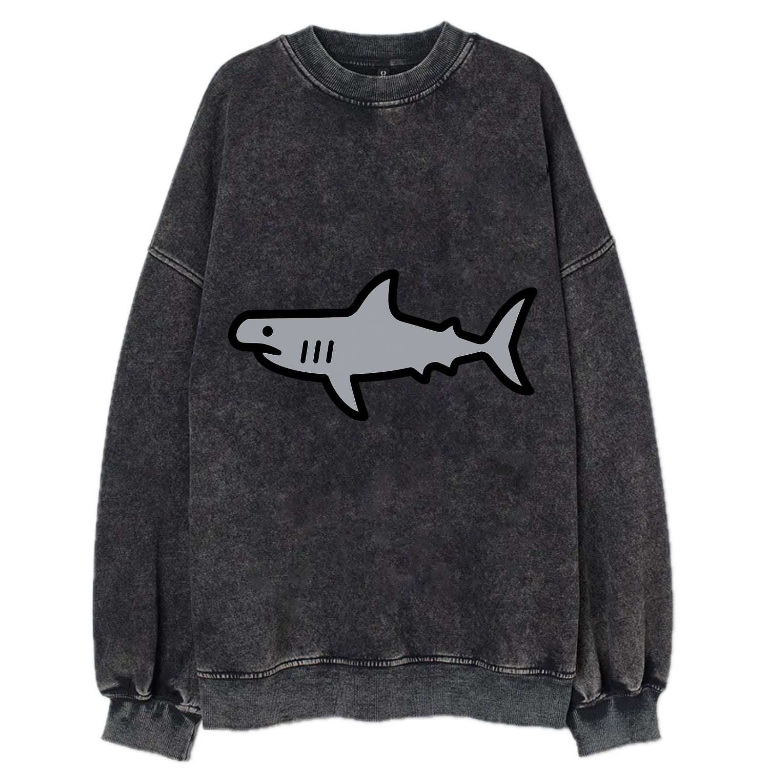 Hammerhead Shark - Gray distinctive head flat side profile - Vintage Sweatshirt - Black