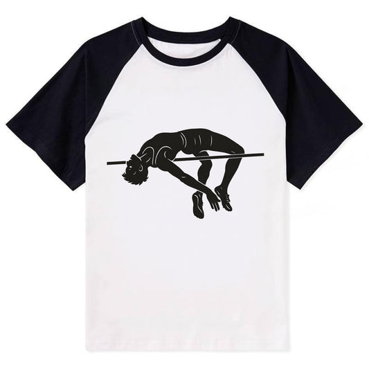 High jumper arching over bar - Contrast Raglan T-shirt - Black