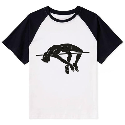 High jumper arching over bar - Contrast Raglan T-shirt