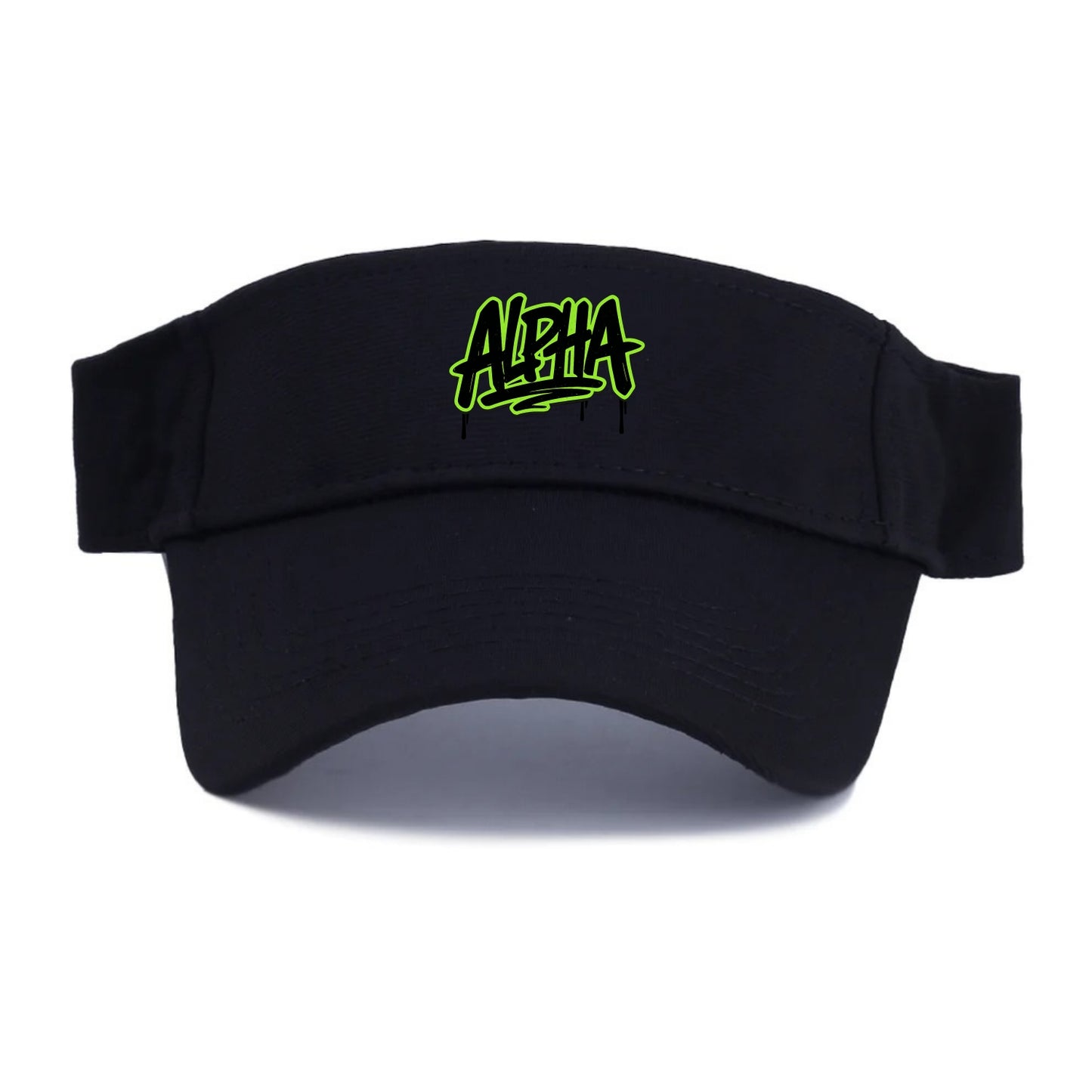 Bold typography design - "ALPHA" - leader of the pack - Visor - Black