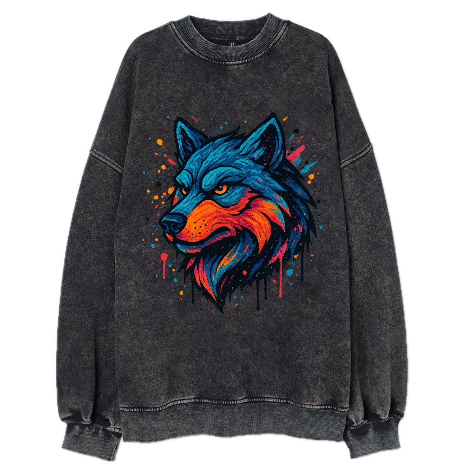 Velvet Wolf Royal  - Vintage Sweatshirt - Black