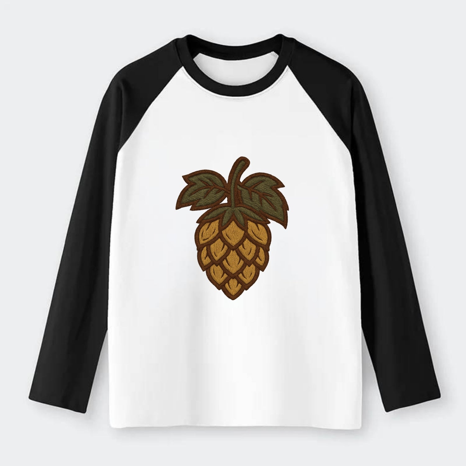 Hop Cone  - Raglan Long Sleeve T-Shirt - Black