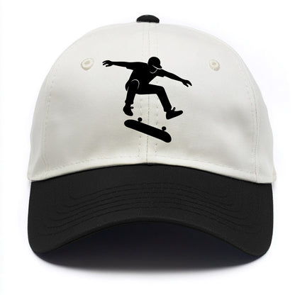 Skateboarder doing kickflip trick - Two Tone Cap - Black