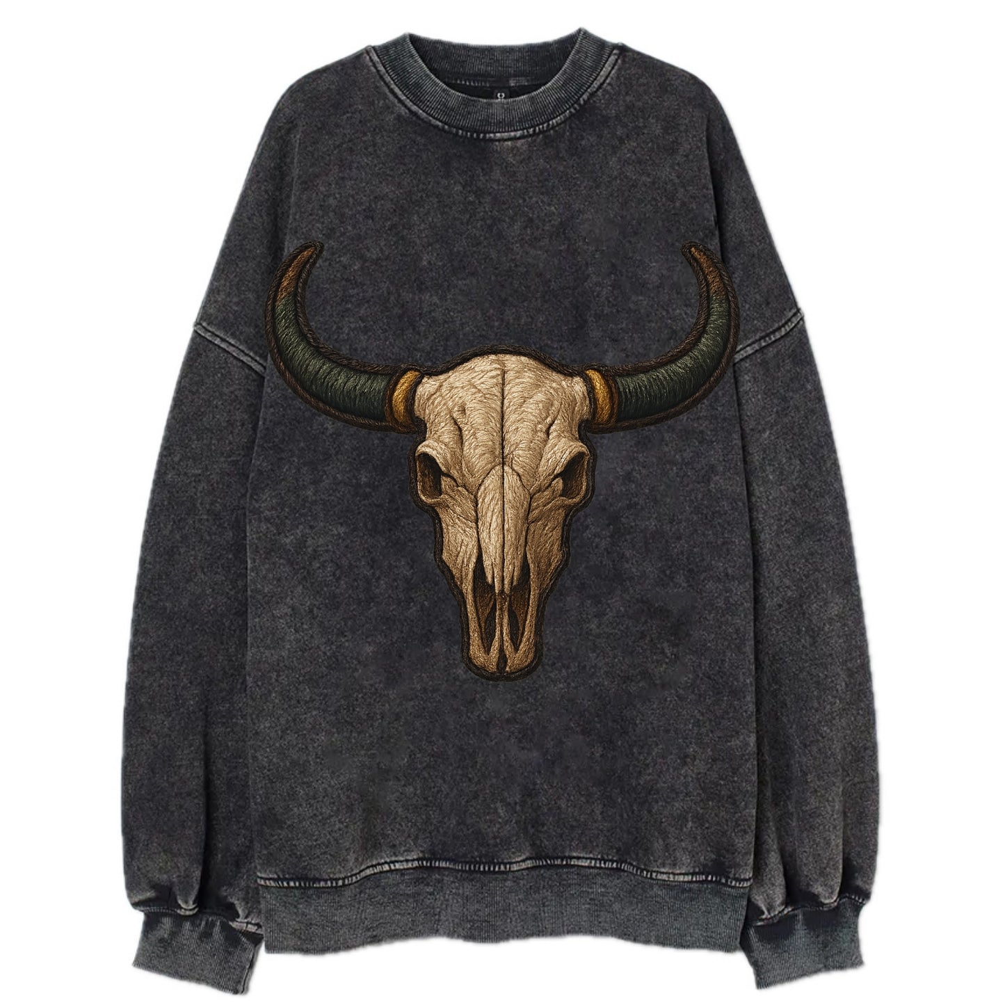 Bull Skull  - Vintage Sweatshirt - Black
