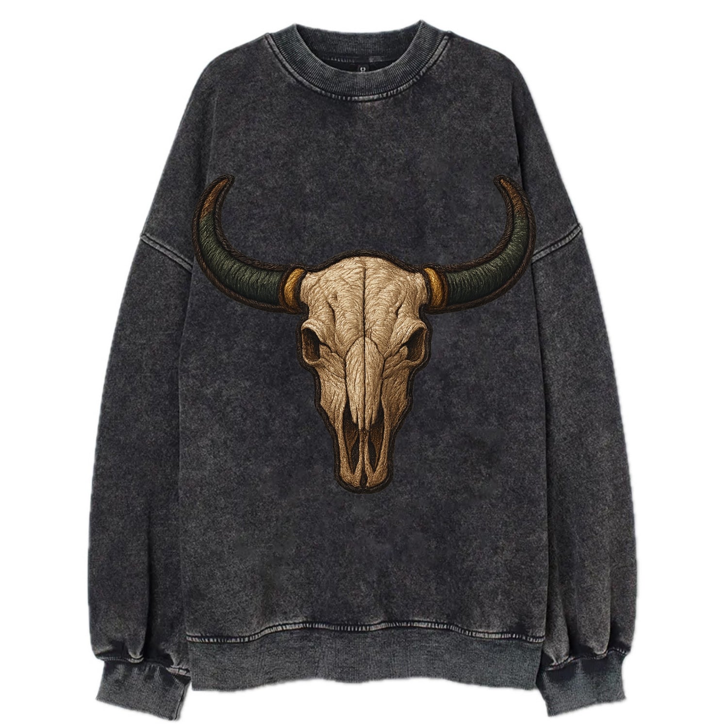 Bull Skull  - Vintage Sweatshirt - Black