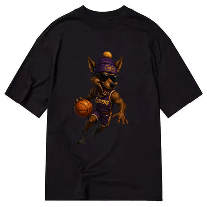 Hollywood Coyote wearing Lakers beanie with Showtime patch and wayfarer sunglasses - Classic T-shirt - Black