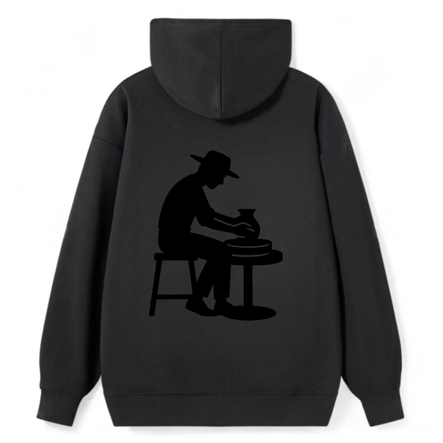 Potter shaping clay on wheel - Classic Pullover Hoodie - Black