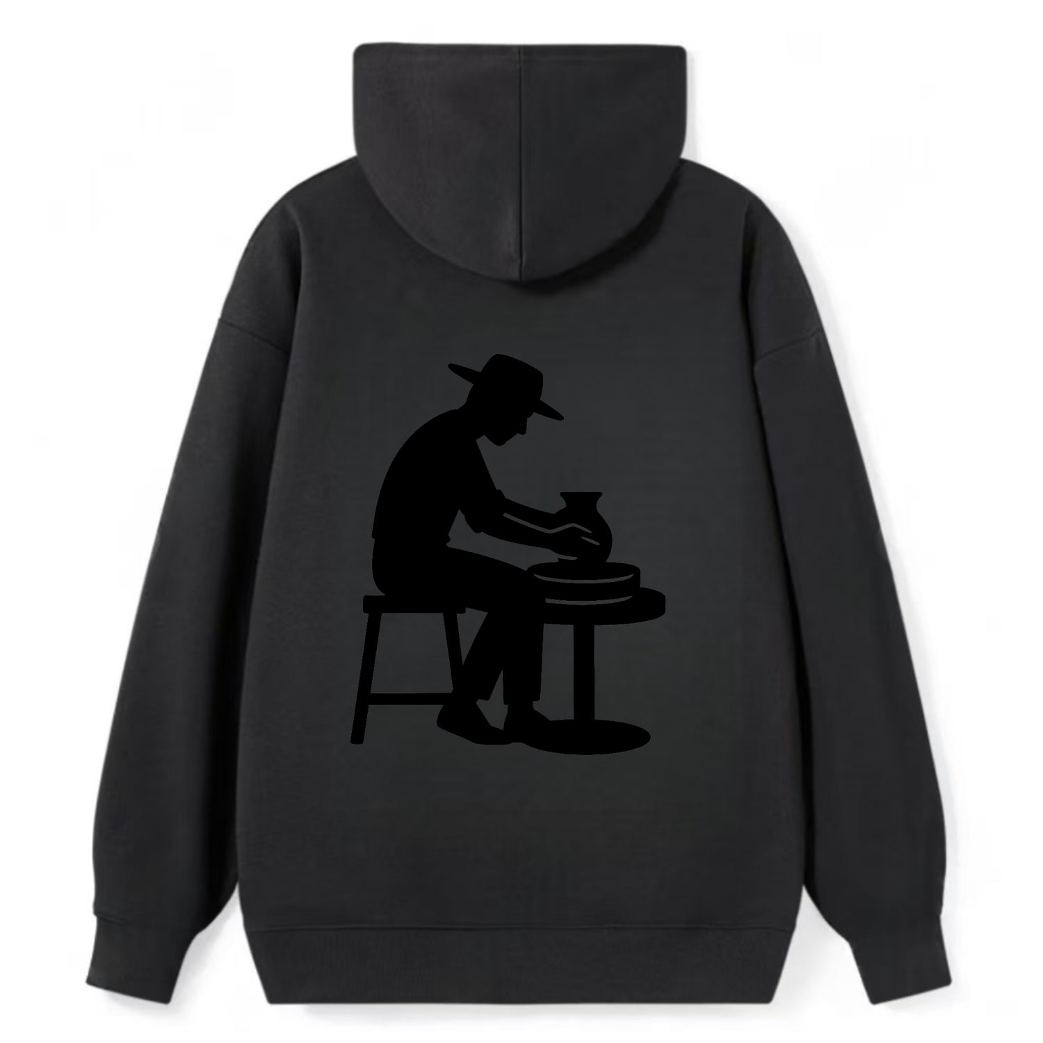 Potter shaping clay on wheel - Classic Pullover Hoodie - Black