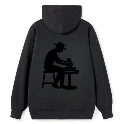 Potter shaping clay on wheel - Classic Pullover Hoodie - Black
