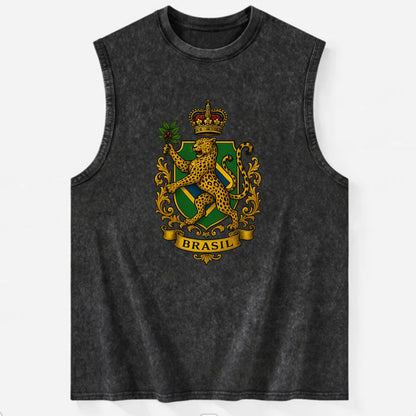 Brazil Jaguar Emblem  - Vintage Washed Tank - Black