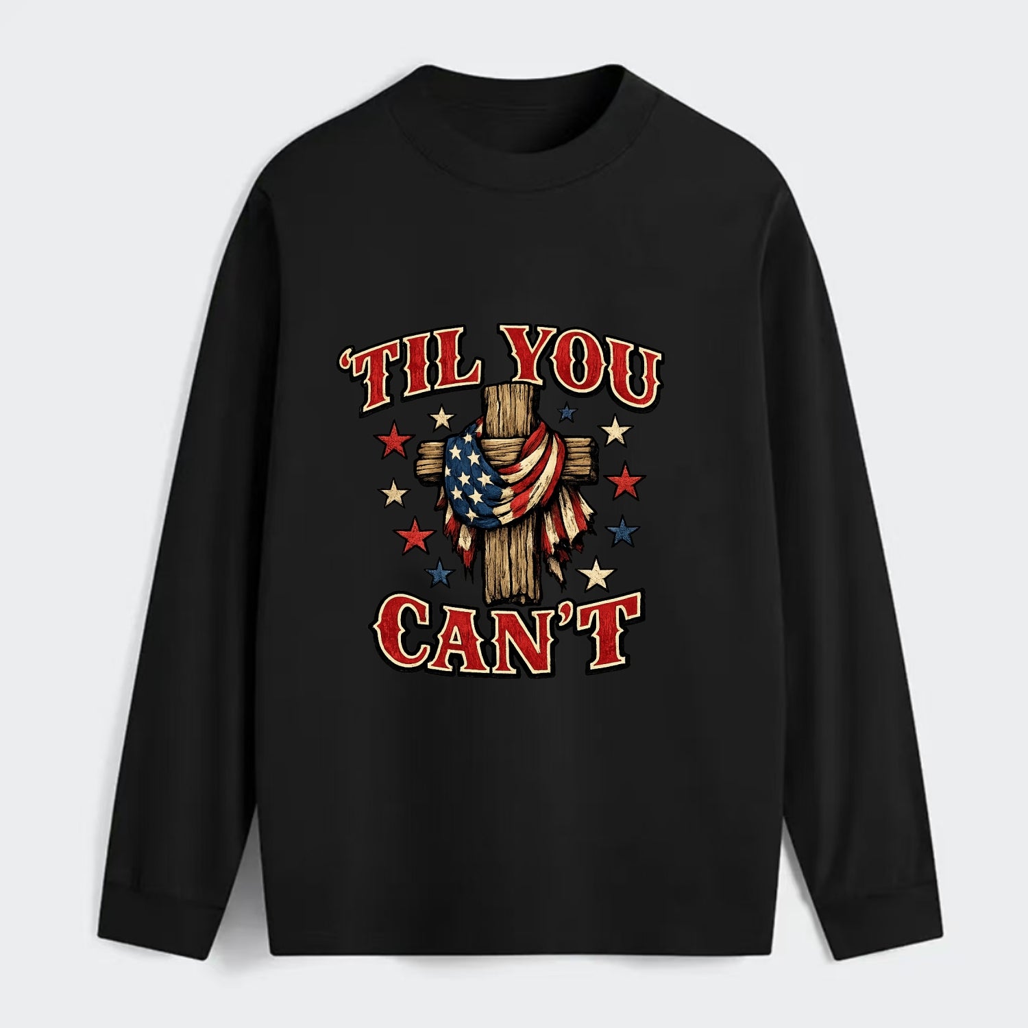 Til You Cant - Flag Cross - Classic Long Sleeve Shirt - Black