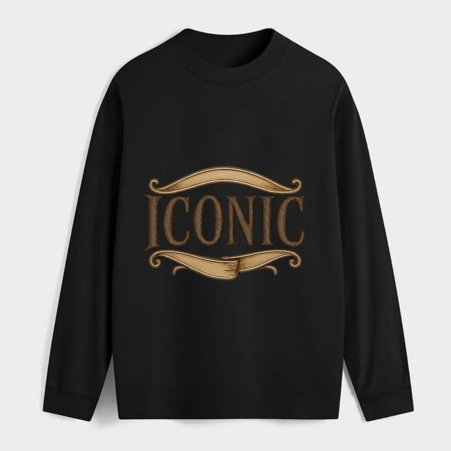 Bold typography design - "ICONIC" - instantly recognizable, trendsetter - Classic Long Sleeve Shirt - Black