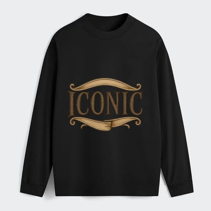 Bold typography design - "ICONIC" - instantly recognizable, trendsetter - Classic Long Sleeve Shirt - Black