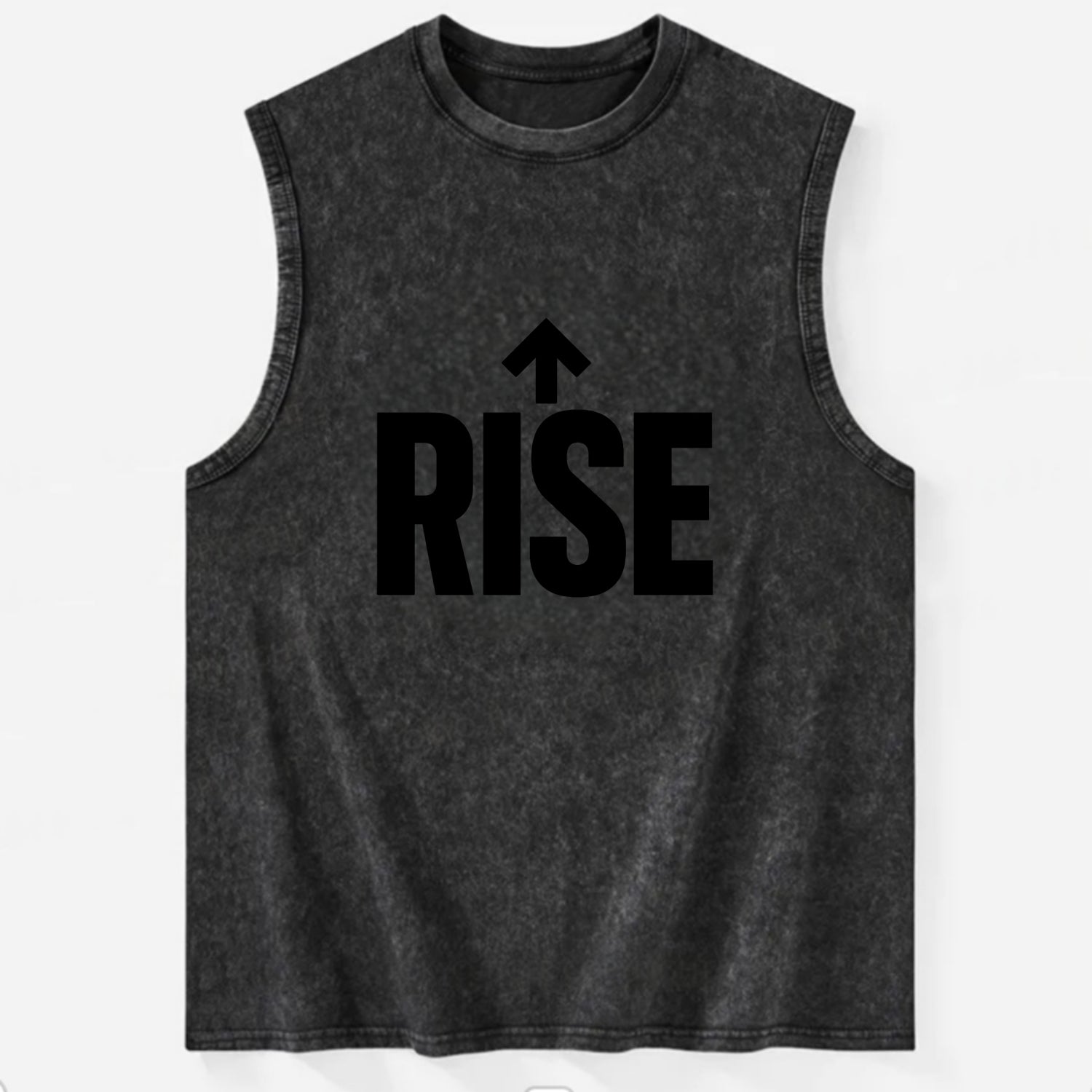 Bold typography design - "RISE" - getting up, ascending, elevating - Vintage Washed Tank - Black