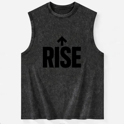 Bold typography design - "RISE" - getting up, ascending, elevating - Vintage Washed Tank - Black