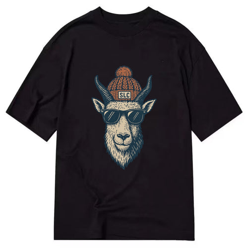 Salt Lake City Mountain Goat wearing SLC beanie with pom pom and wayfarer - Classic T-shirt