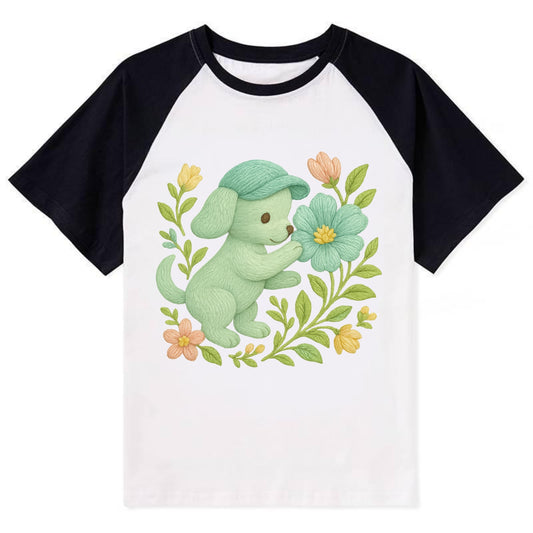 Mint Puppy - Contrast Raglan T-shirt - Black