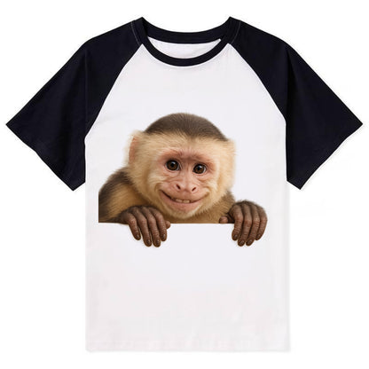 Capuchin Monkey  - Contrast Raglan T-shirt - Black
