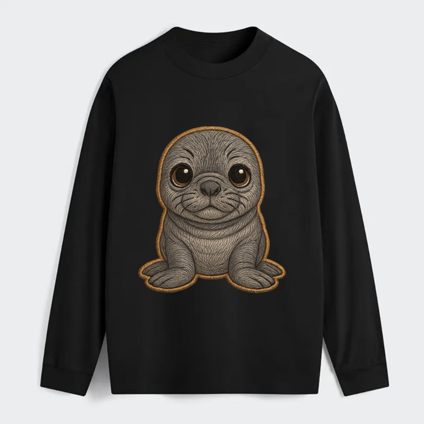 Baby Elephant Seal - gray wrinkly, tiny trunk nose, big dark eyes, - Classic Long Sleeve Shirt - Black