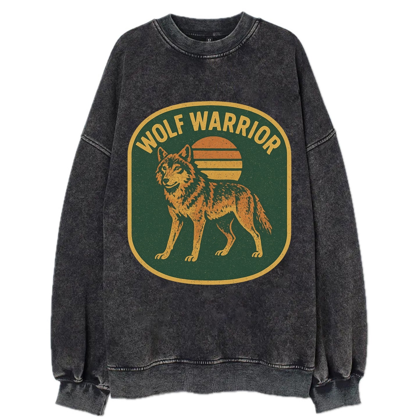 Wolf Warrior  - Vintage Sweatshirt - Black