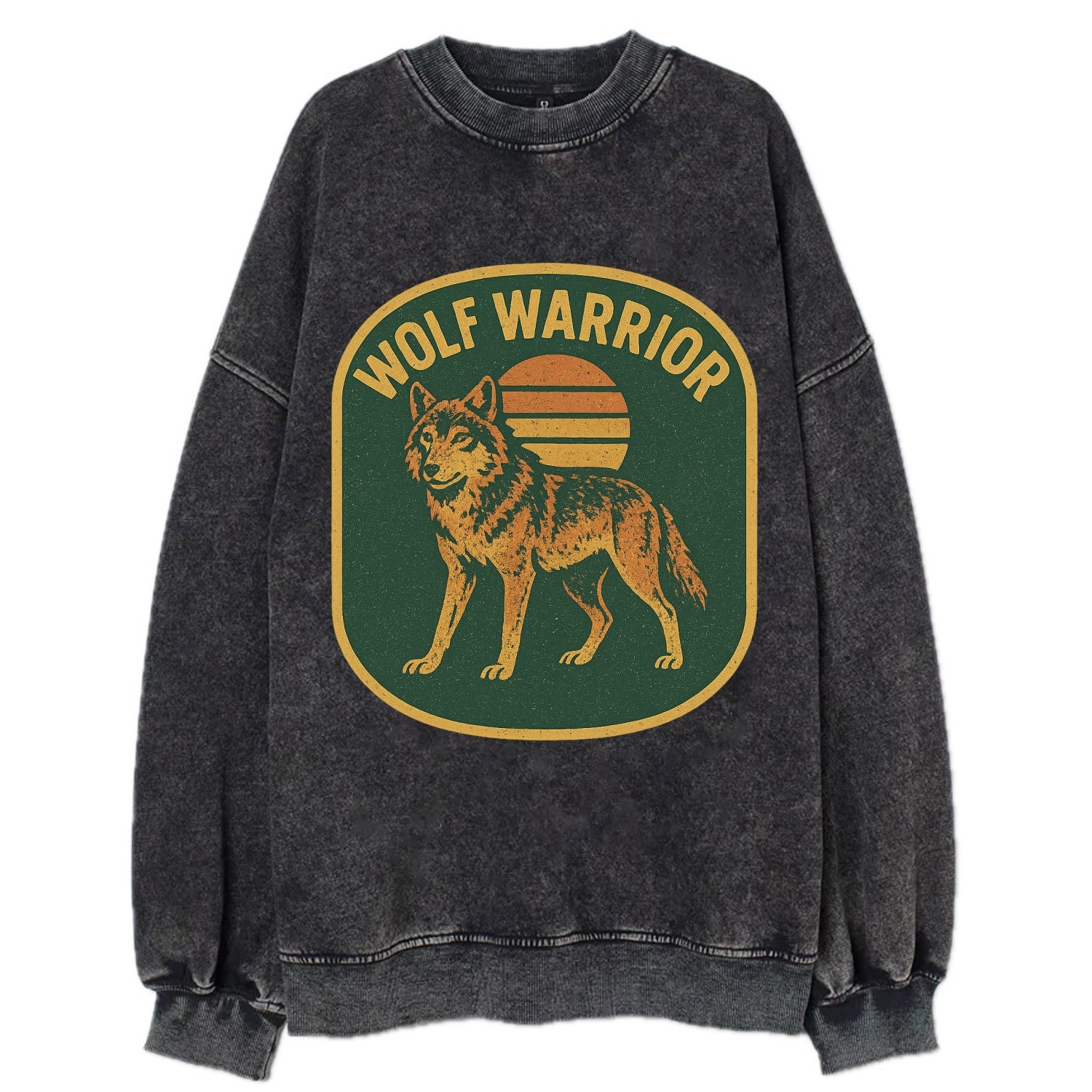 Wolf Warrior  - Vintage Sweatshirt - Black