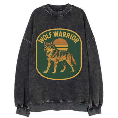 Wolf Warrior  - Vintage Sweatshirt - Black