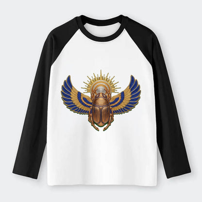 Winged Scarab - Raglan Long Sleeve T-Shirt - Black