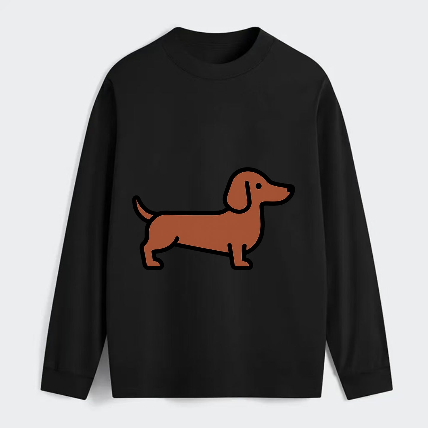 Dachshund - Red/brown smooth flat side profile - Classic Long Sleeve Shirt - Black