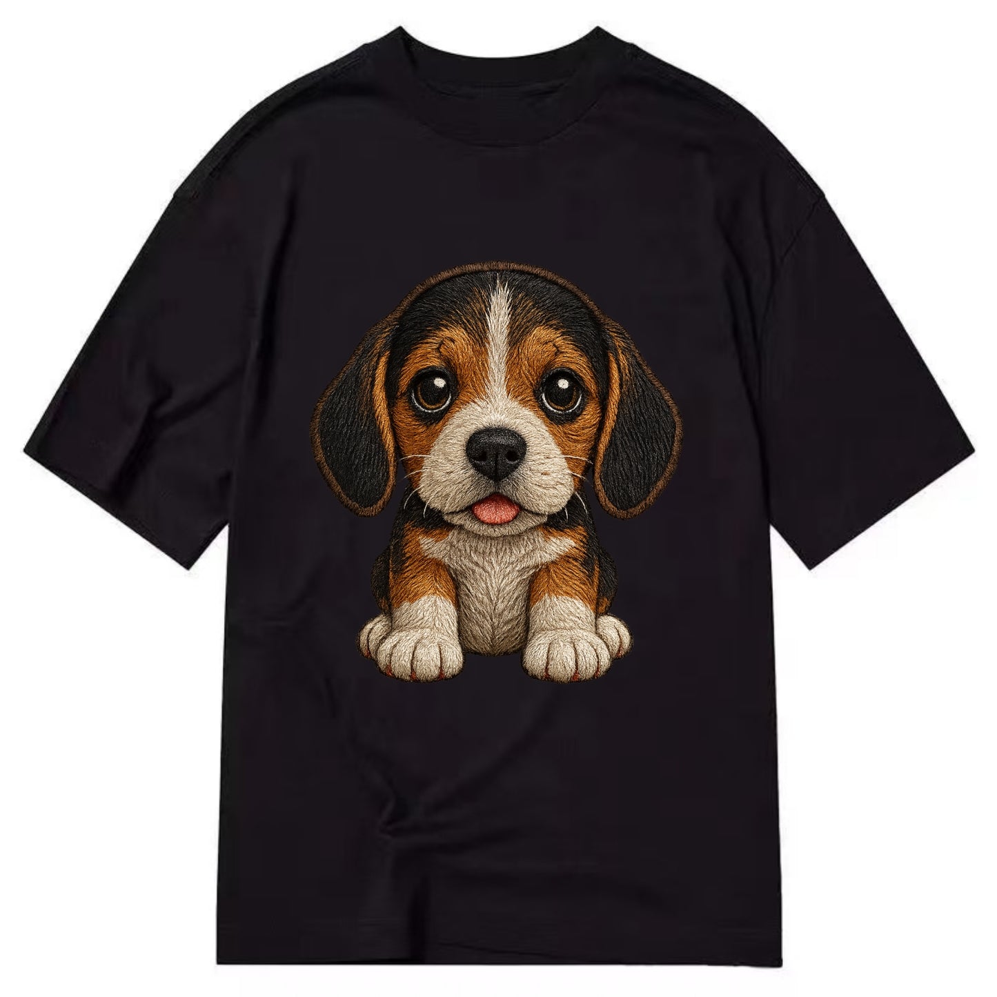 Baby Beagle Puppy - tricolor coat, long droopy ears, big pleading eyes, - Classic T-shirt - Black