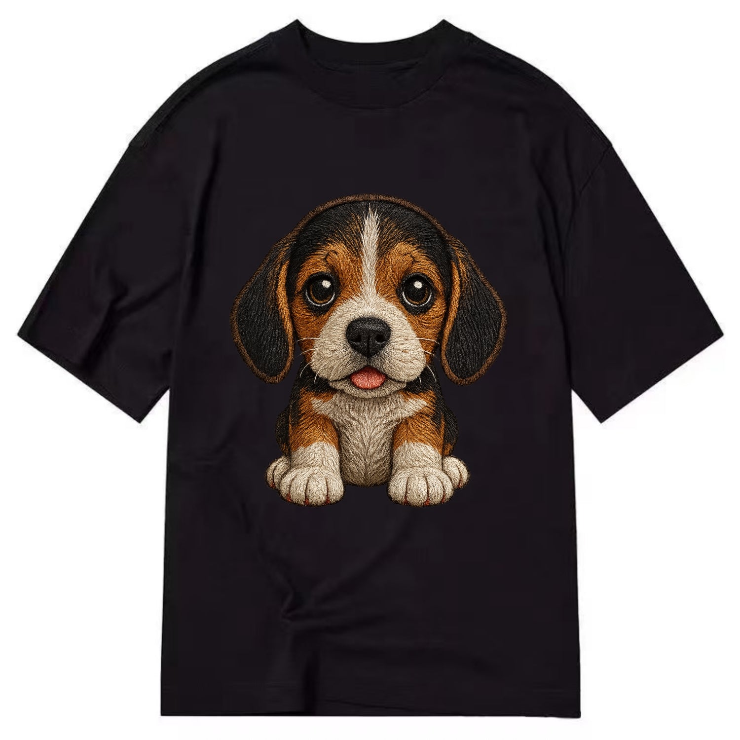 Baby Beagle Puppy - tricolor coat, long droopy ears, big pleading eyes, - Classic T-shirt - Black