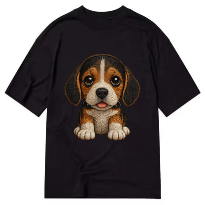 Baby Beagle Puppy - tricolor coat, long droopy ears, big pleading eyes, - Classic T-shirt - Black
