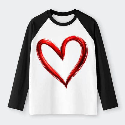 Love Heart - Raglan Long Sleeve T-Shirt - Black