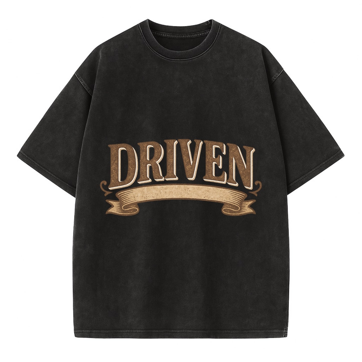 Bold typography design - "DRIVEN" - motivated, focused on goals - Vintage T-shirt - Black