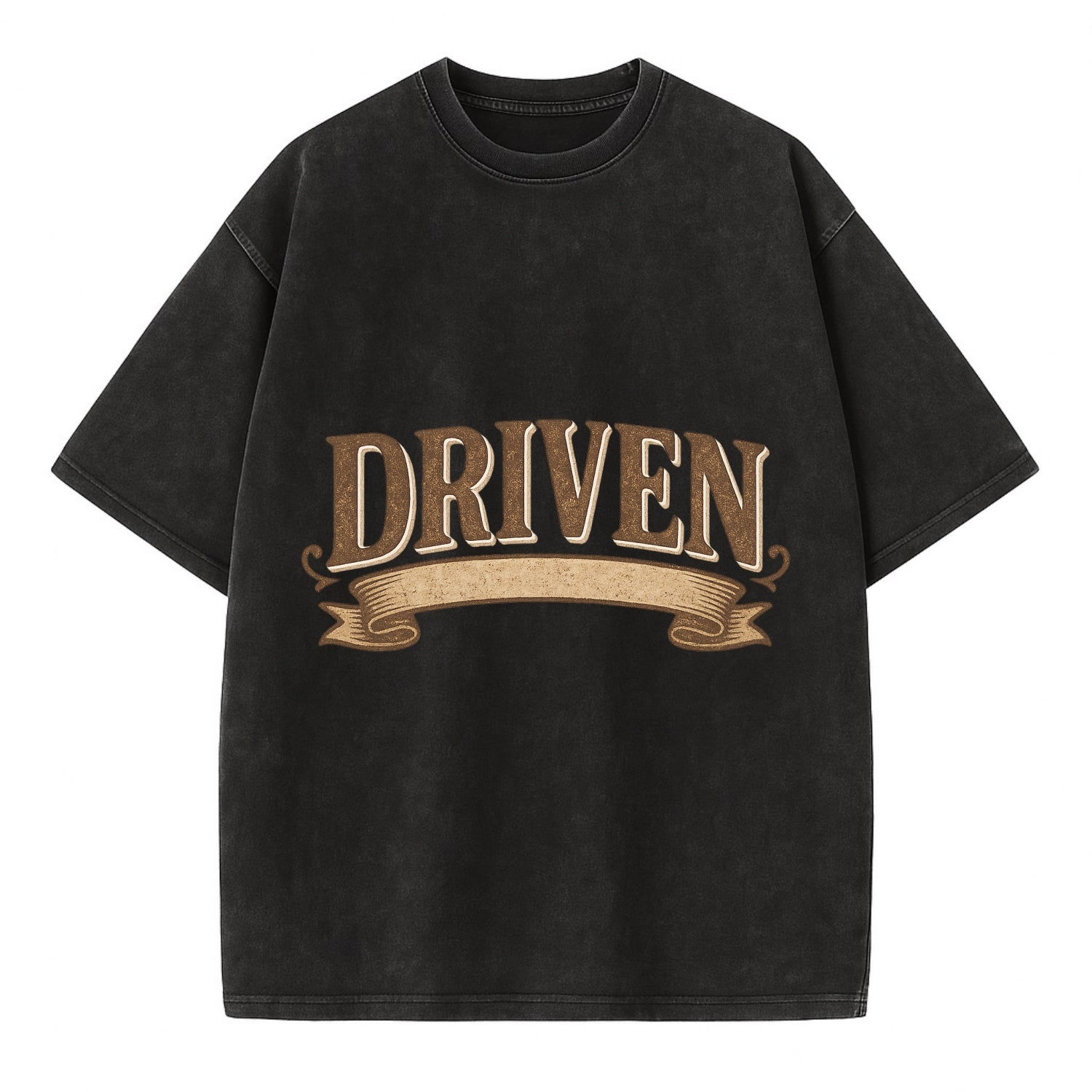 Bold typography design - "DRIVEN" - motivated, focused on goals - Vintage T-shirt - Black