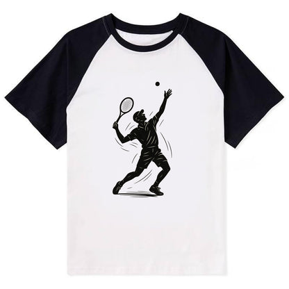 Tennis player serving with powerful form - Contrast Raglan T-shirt - Black