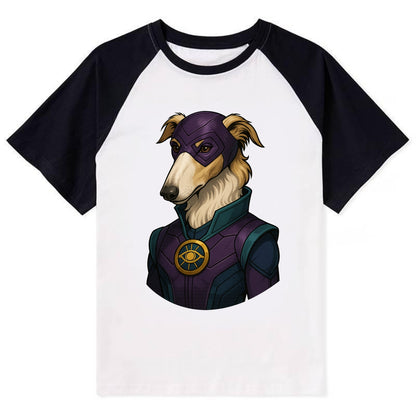 Borzoi Mystic Hero  - Contrast Raglan T-shirt - Black